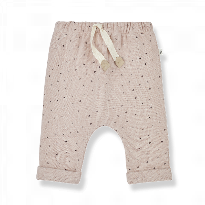 Pantalone neonata in caldo misto cotone riciclato, tonalità rosa nude