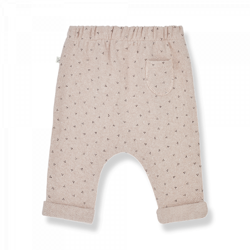 Pantalone neonata in caldo misto cotone riciclato, tonalità rosa nude