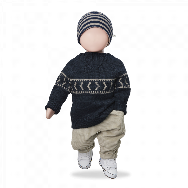 Pullover bambino blu con motivi ad intarsio