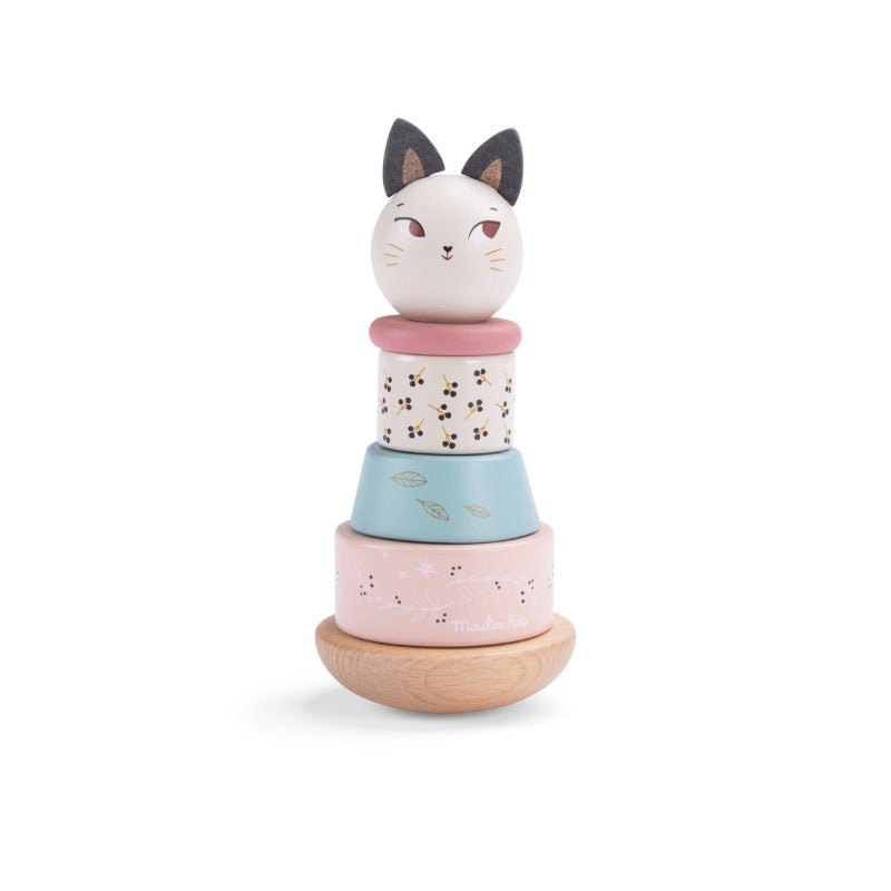 gatto da impilare, gioco in legno della collezione Apres la pluie, Moulin Roty